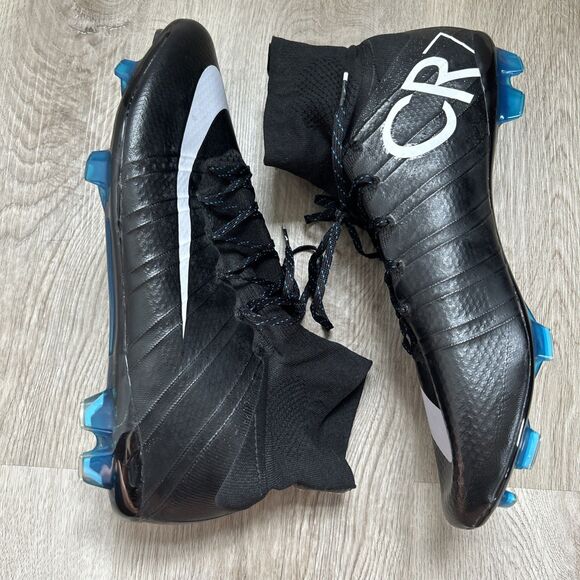 Nike Mercurial Superfly CR7 FG Mens Size 11 Black Neon Turquoise Soccer Cleats - Picture 4 of 12